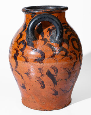 Fine Eastern Tennessee Redware Jar w/ Profuse Manganese Decoration