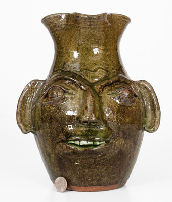 B.B. CRAIG / VALE, N.C. Alkaline-Glazed Stoneware Face Pitcher