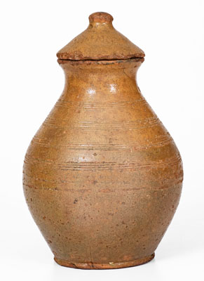 Probably Greene County, Tennessee, Redware Jar w/ Lid, c1820-1850