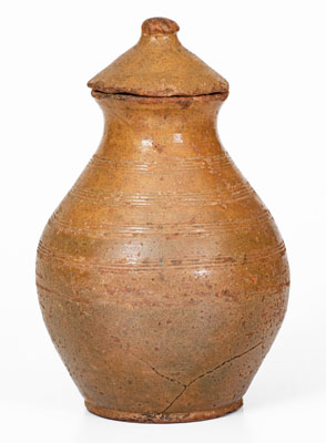 Probably Greene County, Tennessee, Redware Jar w/ Lid, c1820-1850