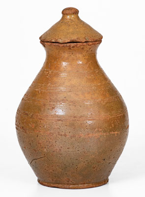 Probably Greene County, Tennessee, Redware Jar w/ Lid, c1820-1850