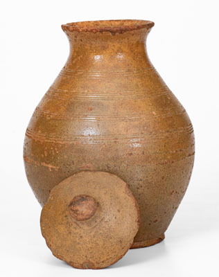 Probably Greene County, Tennessee, Redware Jar w/ Lid, c1820-1850