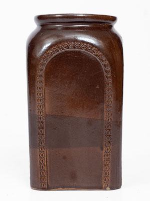 Albany-Slip-Glazed S.S. PERRY. / TROY, New York Stoneware Tobacco Jar, c1828-1833