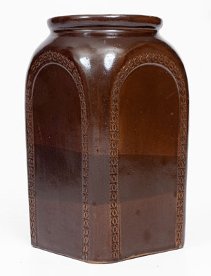 Albany-Slip-Glazed S.S. PERRY. / TROY, New York Stoneware Tobacco Jar, c1828-1833