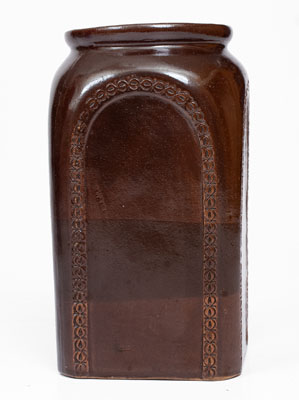 Albany-Slip-Glazed S.S. PERRY. / TROY, New York Stoneware Tobacco Jar, c1828-1833