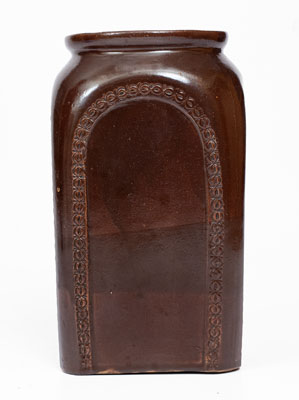 Albany-Slip-Glazed S.S. PERRY. / TROY, New York Stoneware Tobacco Jar, c1828-1833