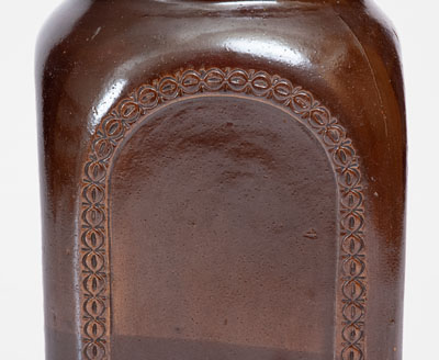 Albany-Slip-Glazed S.S. PERRY. / TROY, New York Stoneware Tobacco Jar, c1828-1833