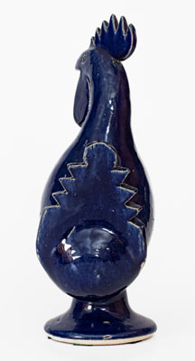 Edwin Meaders Blue-Glazed Stoneware Figure of a Rooster, Signed and Dated 8-11-1990, Cleveland, GA