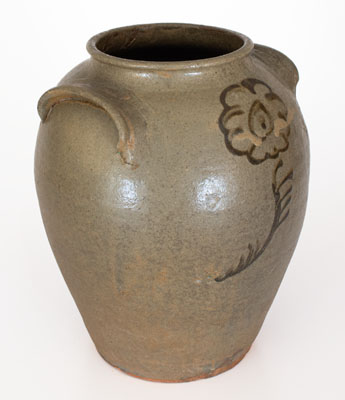 Alkaline-Glazed Stoneware Jar w/ Iron-Slip Floral Decoration, attrib. Thomas Chandler, Edgefield District, SC