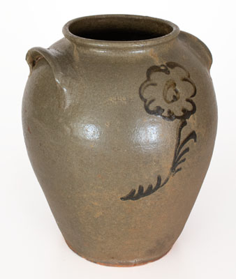 Alkaline-Glazed Stoneware Jar w/ Iron-Slip Floral Decoration, attrib. Thomas Chandler, Edgefield District, SC