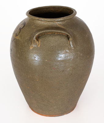 Alkaline-Glazed Stoneware Jar w/ Iron-Slip Floral Decoration, attrib. Thomas Chandler, Edgefield District, SC