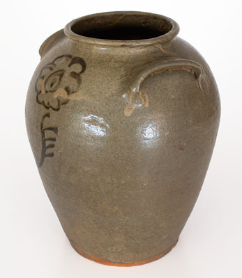 Alkaline-Glazed Stoneware Jar w/ Iron-Slip Floral Decoration, attrib. Thomas Chandler, Edgefield District, SC