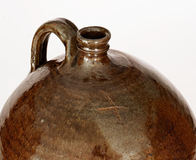 Attrib. David Drake Three-Gallon Stoneware Jug w/ Incised X and Slash Marks, Edgefield District, SC, c1855