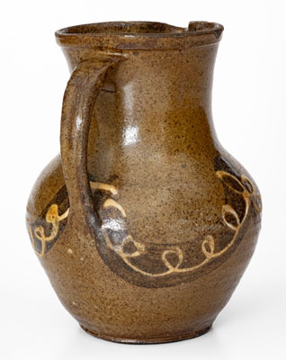 Rare and Fine Stoneware Pitcher w/ Two-Color Slip Decoration, att. Phoenix Factory, Edgefield District, SC, c1840