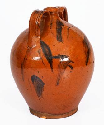 Extremely Rare Eastern Tennessee Redware Jug w/ Manganese Slash Decoration