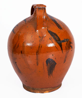 Extremely Rare Eastern Tennessee Redware Jug w/ Manganese Slash Decoration