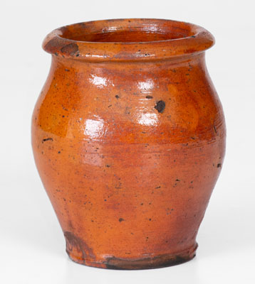 Scarce Miniature Tennessee Redware Jar, possibly Hawkins County, c1800-1840