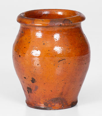 Scarce Miniature Tennessee Redware Jar, possibly Hawkins County, c1800-1840