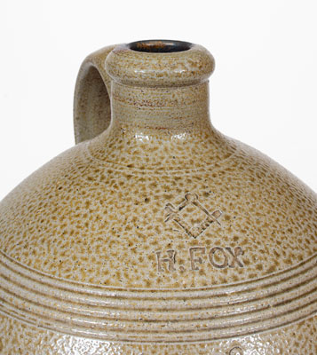 Two-Gallon H. FOX Salt-Glazed Stoneware Jug, Chatham County, NC, third quarter 19th century