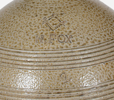 Two-Gallon H. FOX Salt-Glazed Stoneware Jug, Chatham County, NC, third quarter 19th century