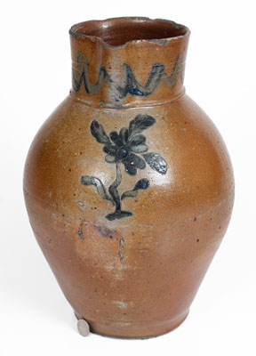 Large-Sized Stoneware Pitcher w/ Incised Floral Decoration, possibly John Floyd at the Graves Pottery, Knox County, TN