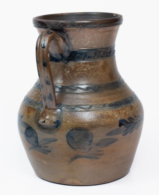 314. Pottery,Jar,Stoneware- Open Handles/Cobalt Decorated (630)