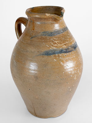 Large-Sized New Jersey or New York Stoneware Pitcher w/ Coggled Decoration, early 19th century