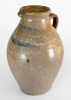 Large-Sized New Jersey or New York Stoneware Pitcher w/ Coggled Decoration, early 19th century