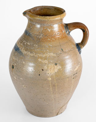 Large-Sized New Jersey or New York Stoneware Pitcher w/ Coggled Decoration, early 19th century