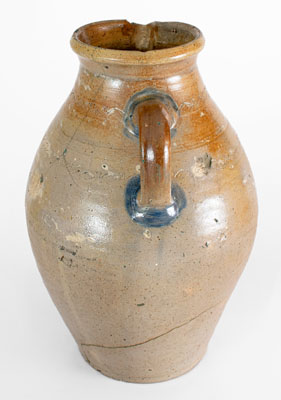 Large-Sized New Jersey or New York Stoneware Pitcher w/ Coggled Decoration, early 19th century