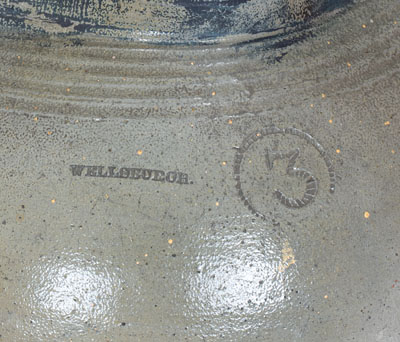 Very Rare WELLSBURGH, West Virginia Three-Gallon Stoneware Pitcher, circa 1820