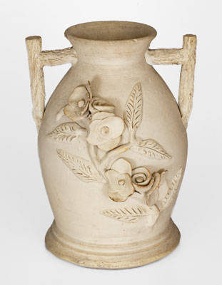 Southern Stoneware Vase w/ Applied Floral Decoration, first quarter 20th century