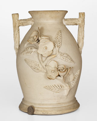 Southern Stoneware Vase w/ Applied Floral Decoration, first quarter 20th century