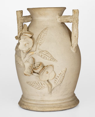 Southern Stoneware Vase w/ Applied Floral Decoration, first quarter 20th century