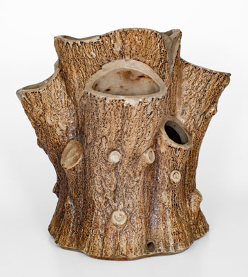 Attrib. F. B. Norton & Co., Worcester, Mass. Stoneware Stump-Form Planter, c1858-1877