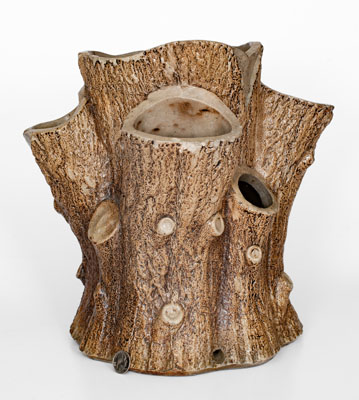 Attrib. F. B. Norton & Co., Worcester, Mass. Stoneware Stump-Form Planter, c1858-1877