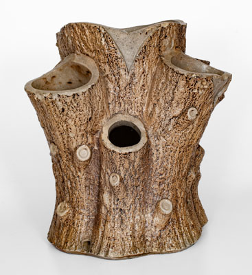 Attrib. F. B. Norton & Co., Worcester, Mass. Stoneware Stump-Form Planter, c1858-1877