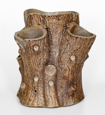 Attrib. F. B. Norton & Co., Worcester, Mass. Stoneware Stump-Form Planter, c1858-1877