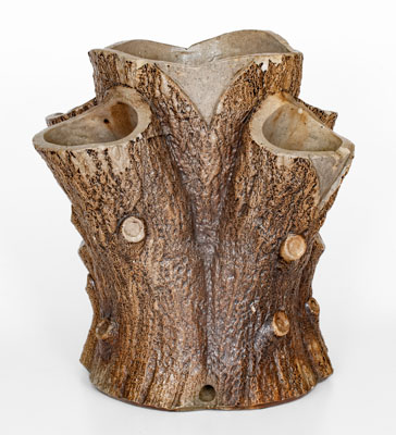 Attrib. F. B. Norton & Co., Worcester, Mass. Stoneware Stump-Form Planter, c1858-1877