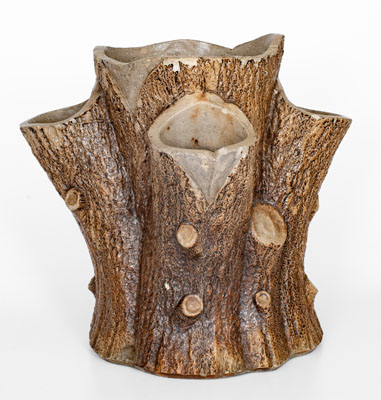 Attrib. F. B. Norton & Co., Worcester, Mass. Stoneware Stump-Form Planter, c1858-1877