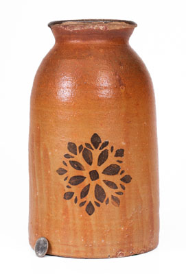 Stoneware Canning Jar w/ Stenciled Brown Slip Floral Motif, attrib. Whelchel Pottery, Gaffney, SC