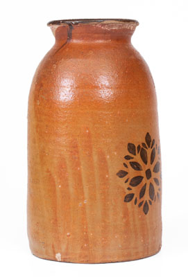 Stoneware Canning Jar w/ Stenciled Brown Slip Floral Motif, attrib. Whelchel Pottery, Gaffney, SC