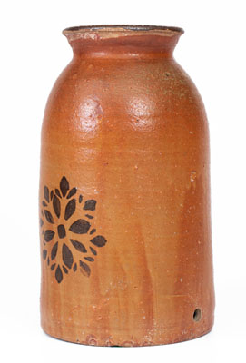 Stoneware Canning Jar w/ Stenciled Brown Slip Floral Motif, attrib. Whelchel Pottery, Gaffney, SC