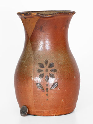 Scarce Stoneware Pitcher w/ Brown-Slip Floral Motif, attrib. Whelchel Family, Gaffney, SC, late 19th century