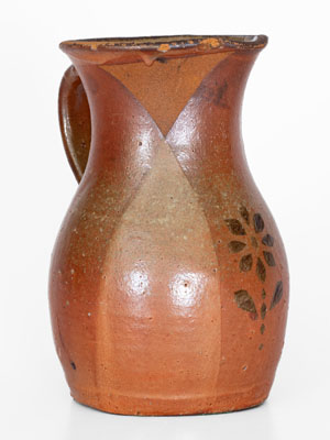 Scarce Stoneware Pitcher w/ Brown-Slip Floral Motif, attrib. Whelchel Family, Gaffney, SC, late 19th century