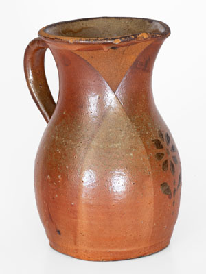 Scarce Stoneware Pitcher w/ Brown-Slip Floral Motif, attrib. Whelchel Family, Gaffney, SC, late 19th century