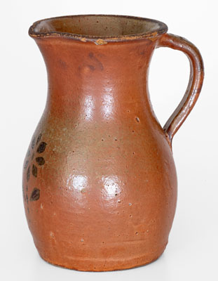 Scarce Stoneware Pitcher w/ Brown-Slip Floral Motif, attrib. Whelchel Family, Gaffney, SC, late 19th century