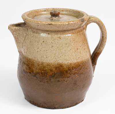 Rare Stoneware Coffee Boiler w/ Two-Tone Glaze, attrib. Stork/Landrum Pottery, Columbia, SC, c1880