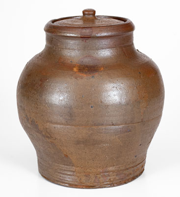 Rare and Fine SMITH.IR (Samuel Smith, Jr., Knox County, Tennessee) Small-Sized Stoneware Jar w/ Lid, c1820-30