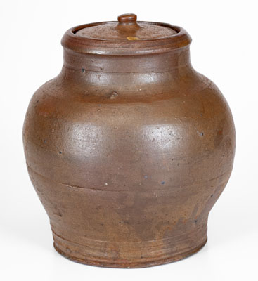 Rare and Fine SMITH.IR (Samuel Smith, Jr., Knox County, Tennessee) Small-Sized Stoneware Jar w/ Lid, c1820-30